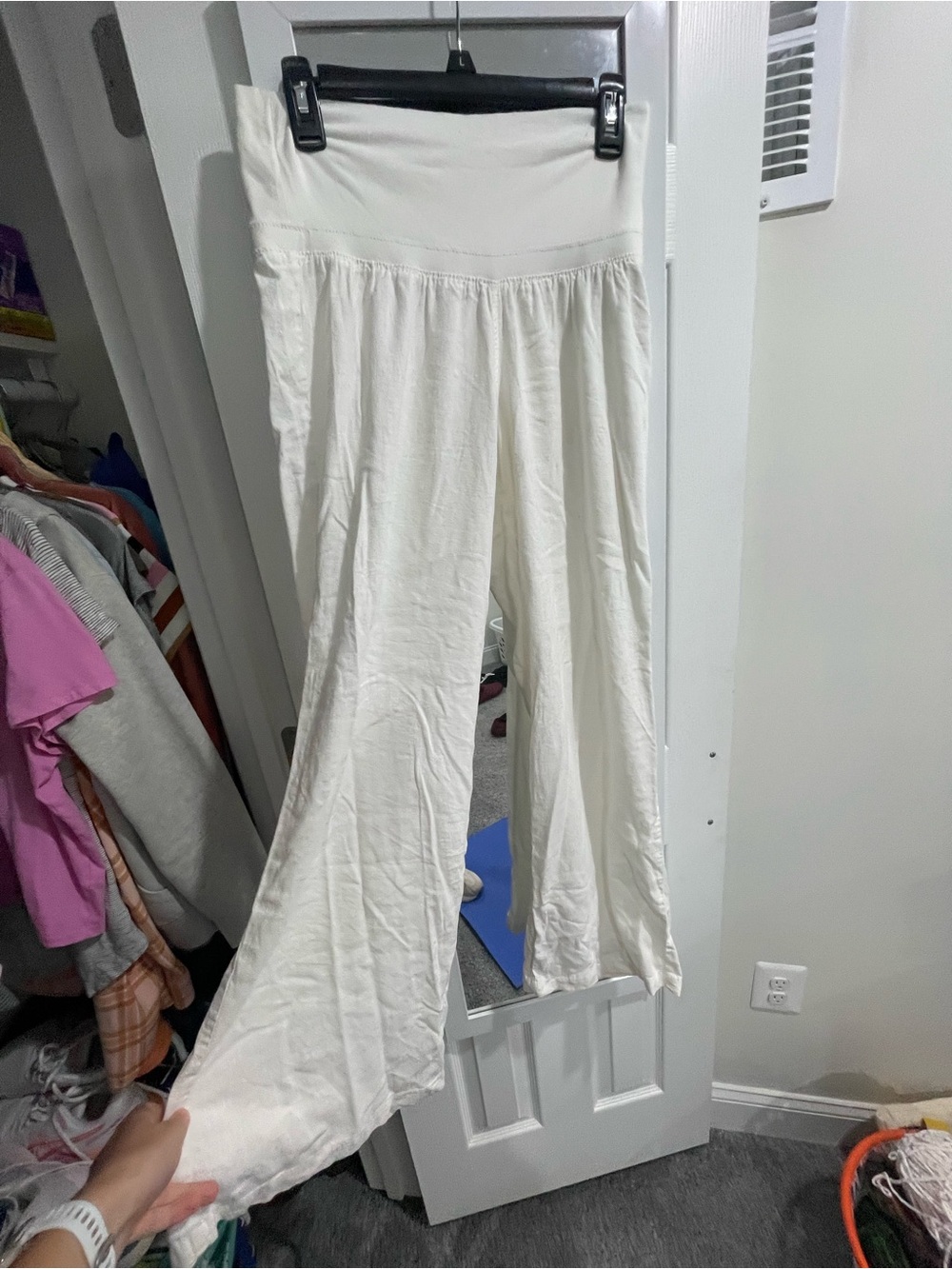 Old Navy Small White Wide-Leg Linen Pants